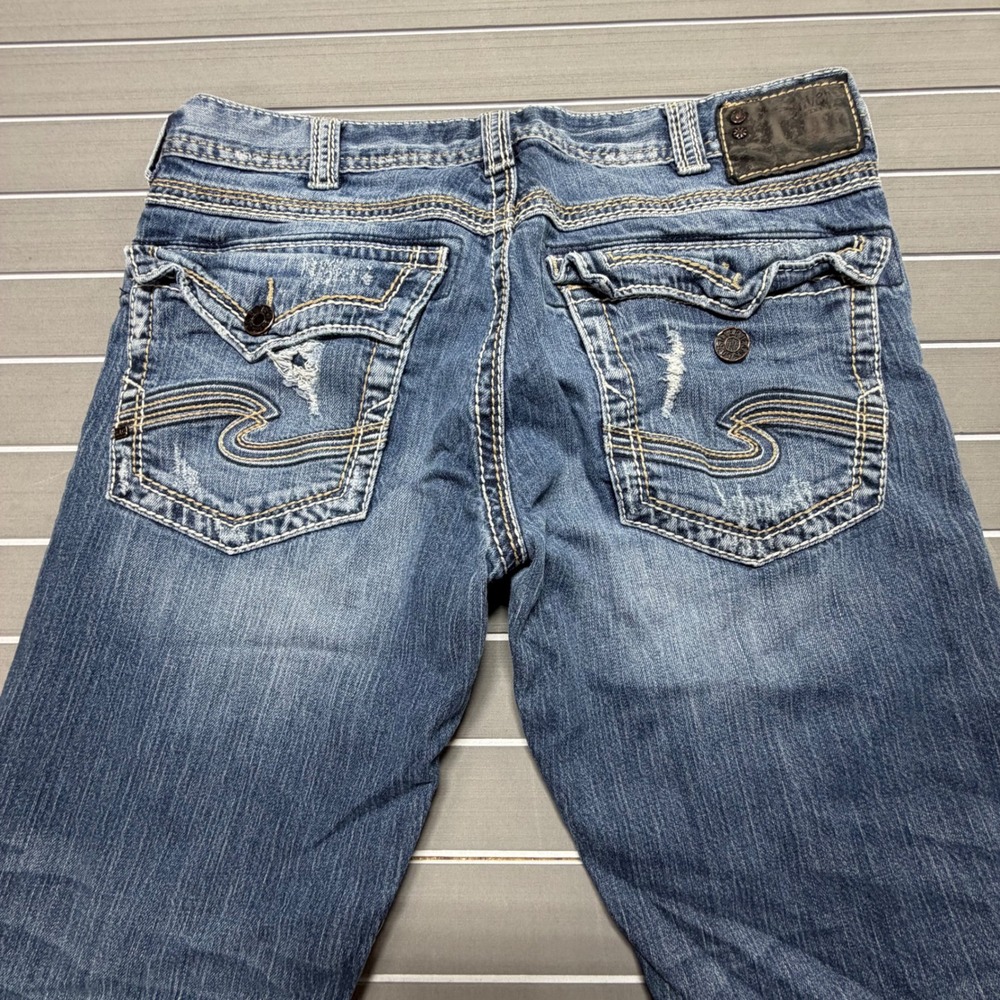 Silver Jeans Co Gordie Flap Loose Fit Jeans Mens 34x30 Medium Wash Blue Denim